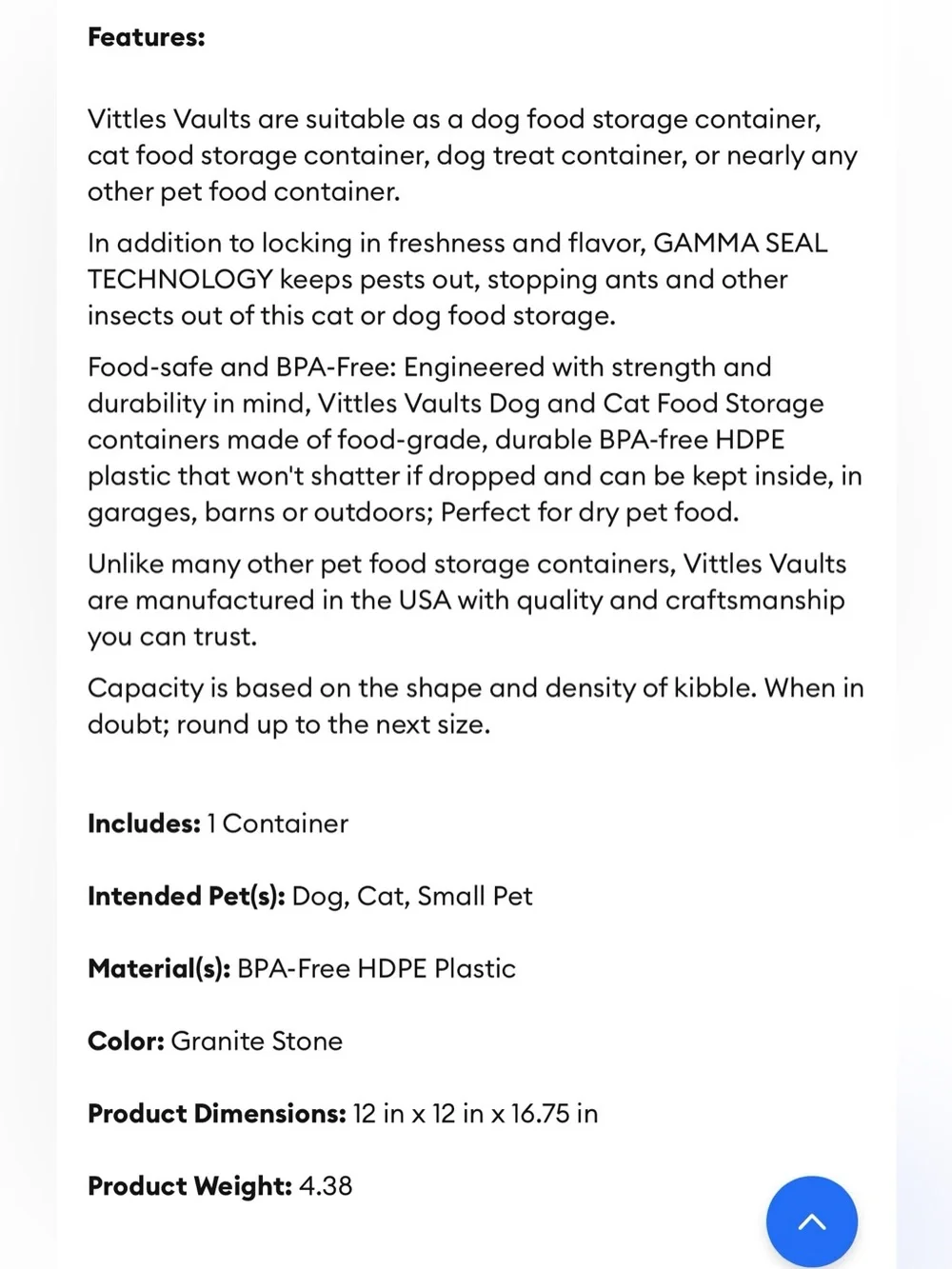 Vittles Vault® by GAMMA2 Paw Print Pet Food Container
